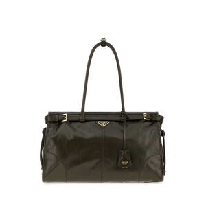 Prada Women Olive Green Leather Large Bonnie Shoulder Bag